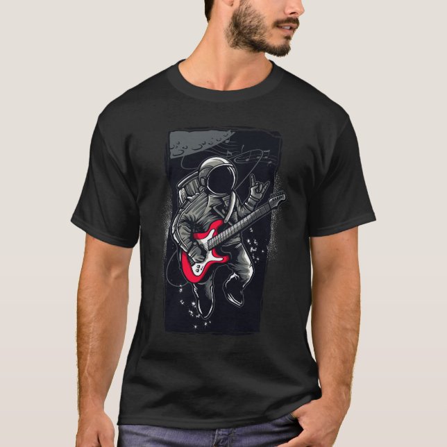 Steampunk Guitarist High-Contrast Graphic T-shirt (Frente)