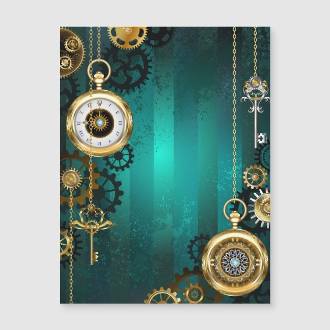 Steampunk Jewelry Watch em um fundo verde (Frente)