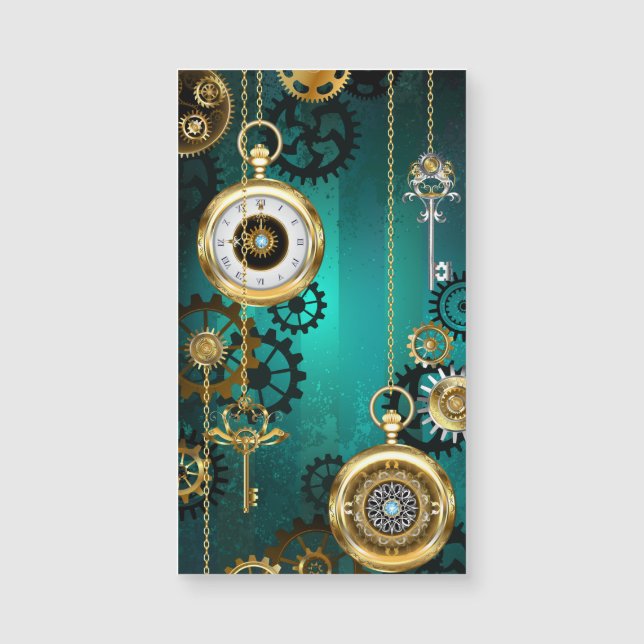 Steampunk Jewelry Watch em um fundo verde (Frente)