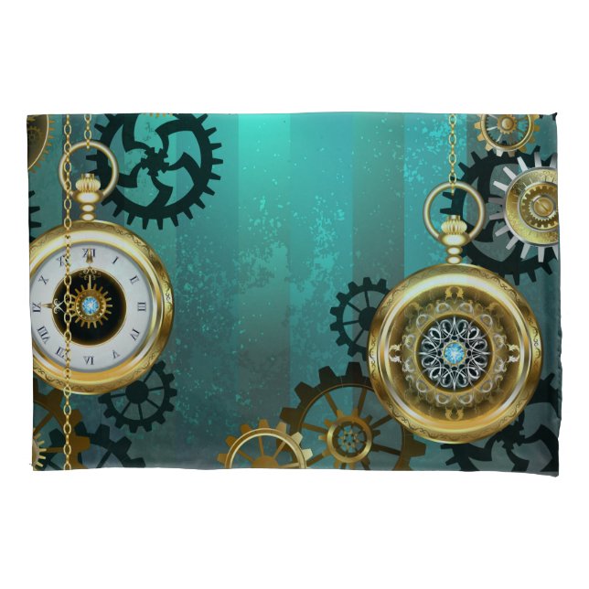 Steampunk Jewelry Watch em um fundo verde (Frente-Esquerda)