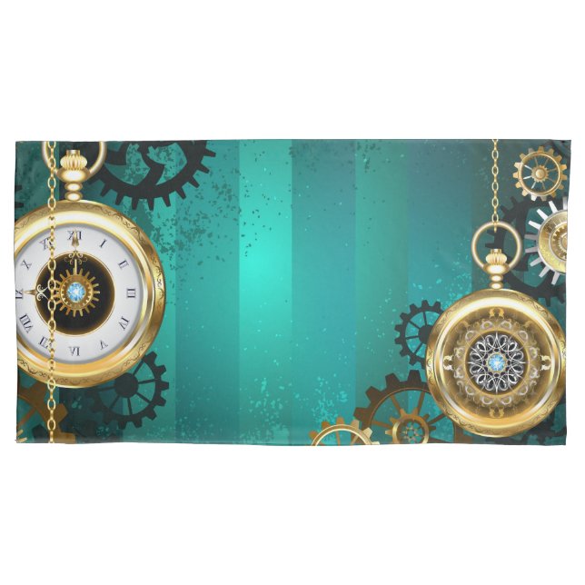 Steampunk Jewelry Watch em um fundo verde (Frente-Esquerda)
