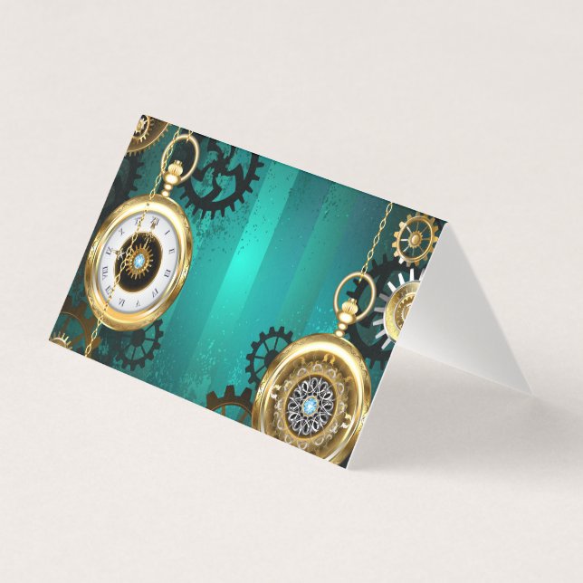 Steampunk Jewelry Watch em um fundo verde (Frente)
