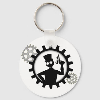 Steampunk Man segurando arma no Chaveiro do botão