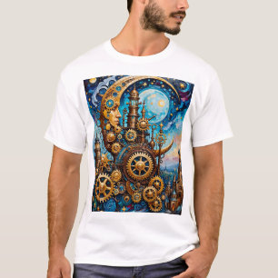 Steampunk Moon T-Shirt Fantasy Trabalhos de arte