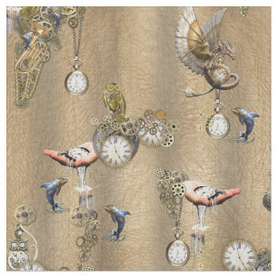 Steampunk no Dourado Tecido de couro de estanho