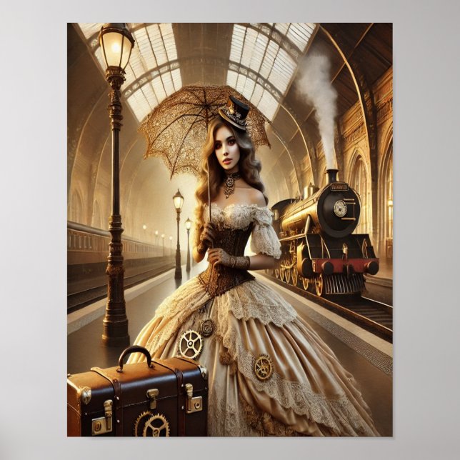 Steampunk Poster 29, A Estação de Comboio Debutant (Frente)