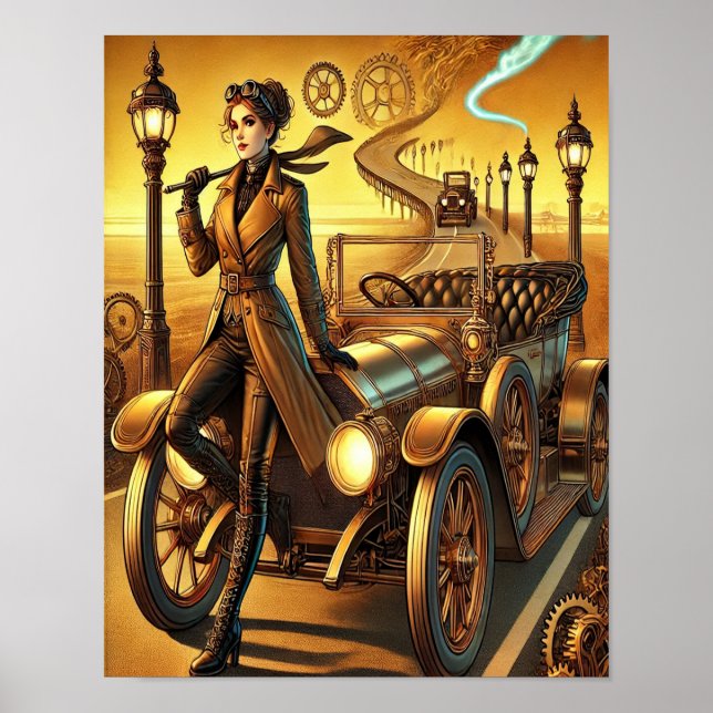 Steampunk Poster 30, Chauffeur Cross-Country (Frente)