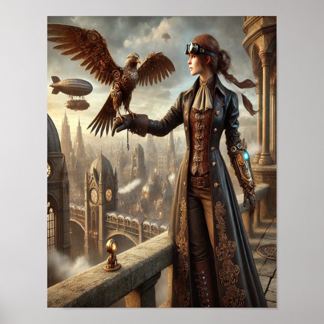 Steampunk Poster 37, O Falconer Mecânico (Frente)