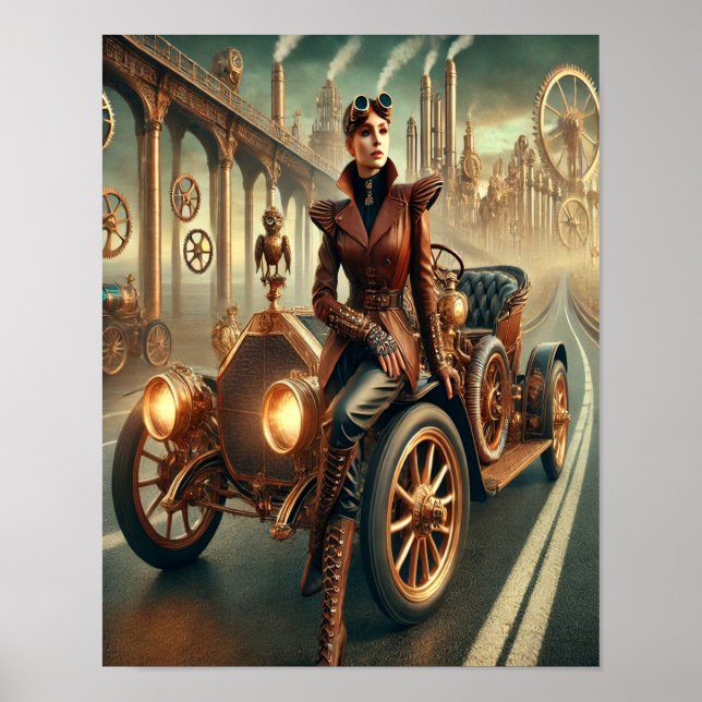 Steampunk Poster 40, Autochaufffer cross-country (Frente)