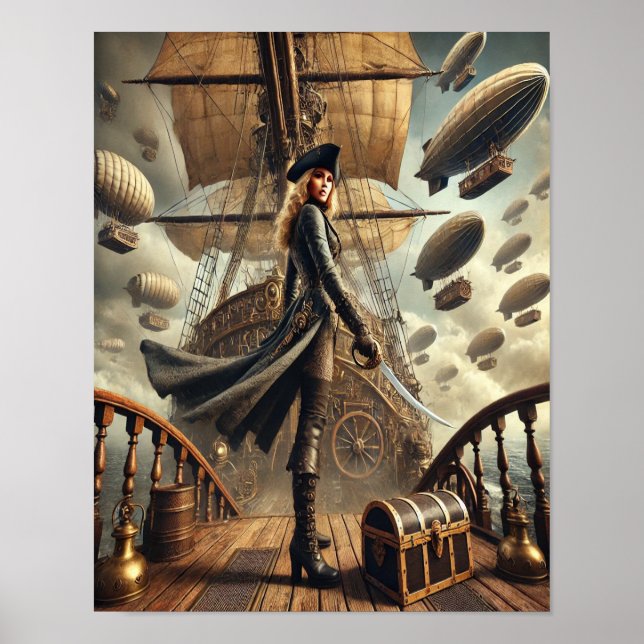 Steampunk Poster 54 O Navio Pirata Rainha (Frente)