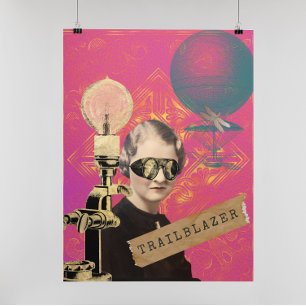 Steampunk Trailblazer Funky Collage Art Impressão