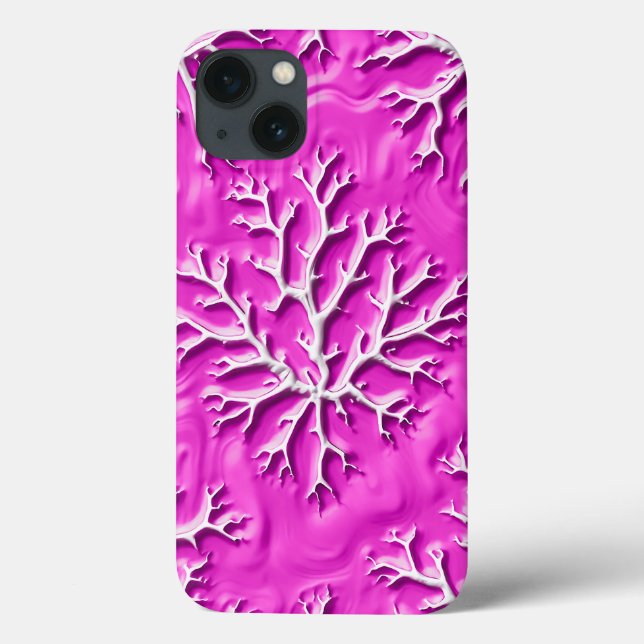 Steel Pink Textured Tree iPhone Case (Verso)