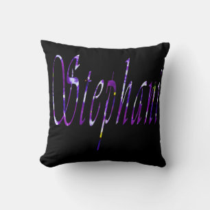 Stephanie, logotipo de nome, almofada preta