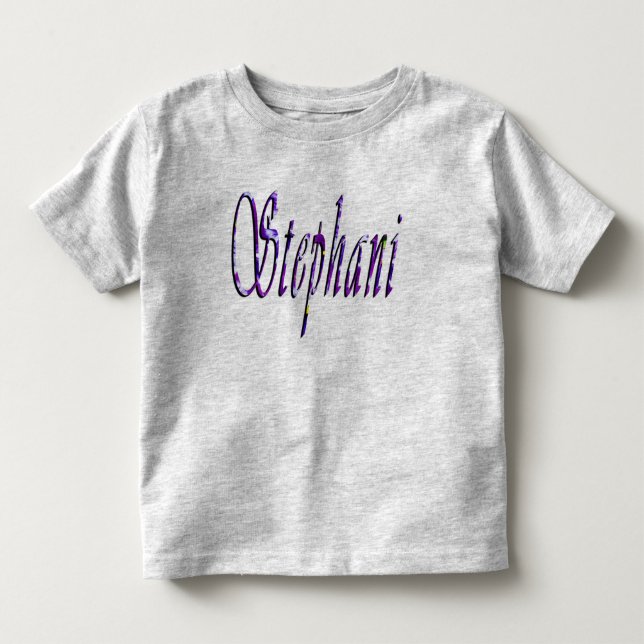 Stephanie, nome, logotipo, t-shirt da Cinza Toddle (Frente)