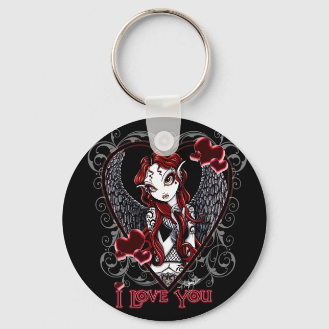 Stevie I Love You Angel Valentin's Day Chaveiro (Frente)