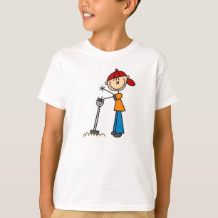 Stick Figure Boy with Shovel T-shirt