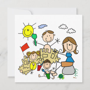 Stick Figures Family Beach