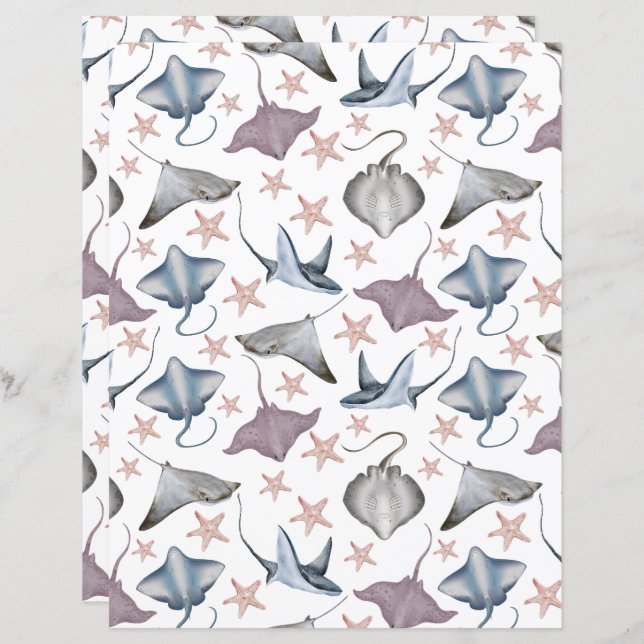 Stingrays Scrapbook Paper (Frente/Verso)