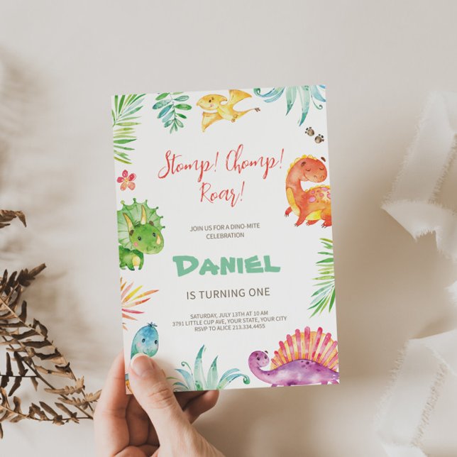 'Stomp Chomp Roar' Dino Pensou No Convite De Anive (Criador carregado)