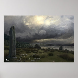 Stone em pé perto de Oban na Escócia - poster