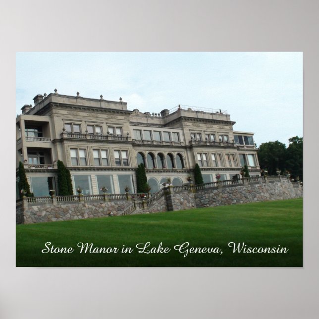 Stone Manor, Poster do Lago Genebra em Wisconsin (Frente)