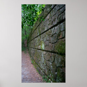 Stone Wall ao longo do Poster de Caminho da Flores