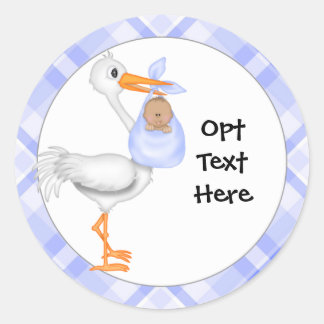 Stork & Baby Boy com adesivos de pele escura