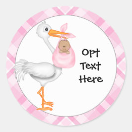 Stork & Baby Girl com adesivos de pele escura