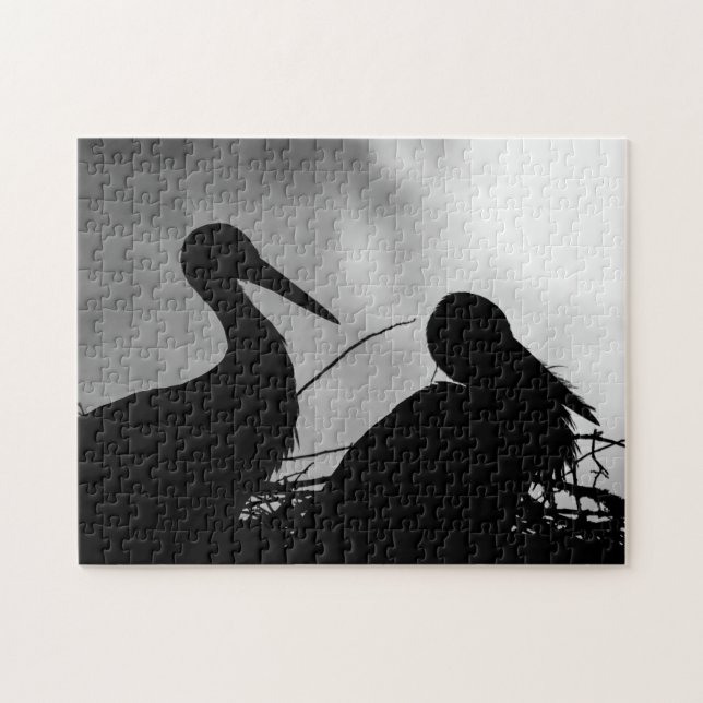 Storks Silhouette, Quebra-cabeça de serra (Horizontal)