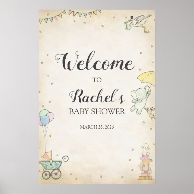 Storybook Baby Shower Welcome Poster (Frente)