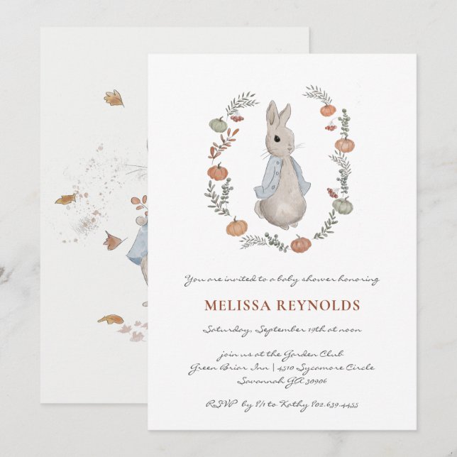 Storybook | Convite para Chás de fraldas de coelho (Frente/Verso)
