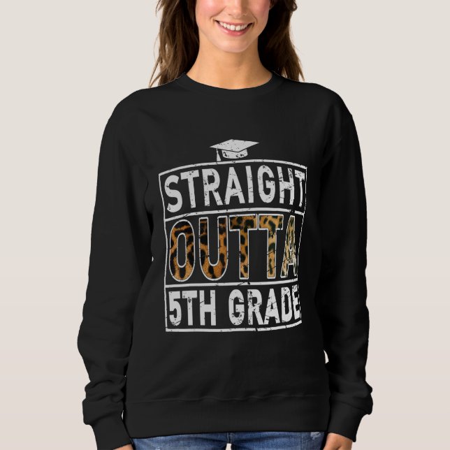 Straight Outta 5Th Grade T-shirt Leopard Lover Kid (Frente)