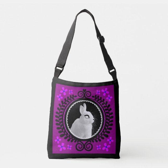 Strange White Bunny Crossbody Bag / Shoulder Tote (Frente)