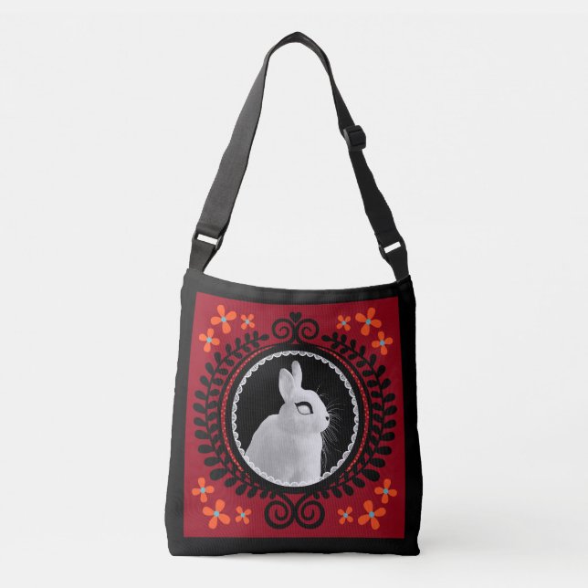 Strange White Bunny Crossbody Bag / Shoulder Tote (Frente)