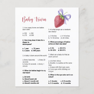 Strawberry Baby Trivia Jogo Chá de fraldas