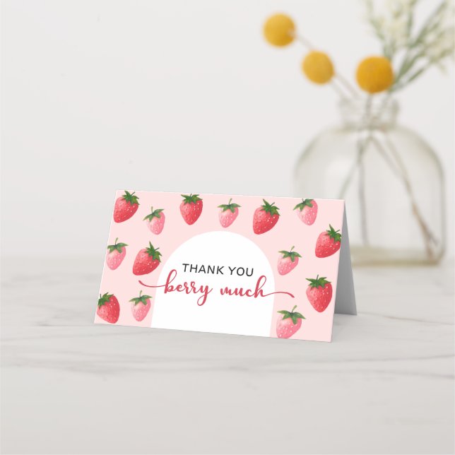 Strawberry Berry Primeiro Cartões de agradecimento (Frente)