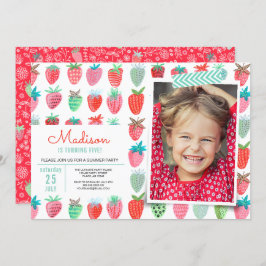 Strawberry Birthday Convite Berry Sweet Party