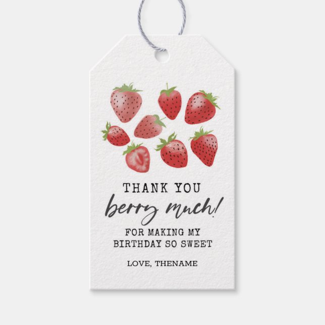 Strawberry Birthday Obrigado Etiqueta Berry Sweet (Frente)
