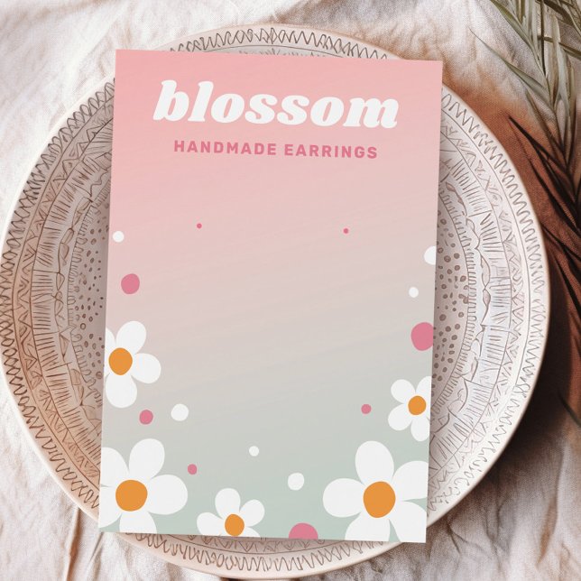 Strawberry blosom retro fonte cartão cor-de-rosa (Strawberry blossom retro font pink earring card)