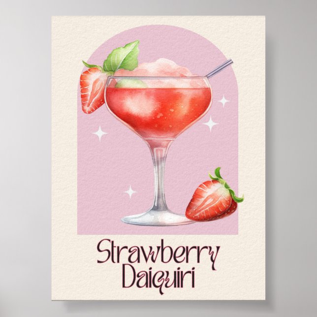 Strawberry Daiquiri Art Impressão | Poster de bar (Frente)