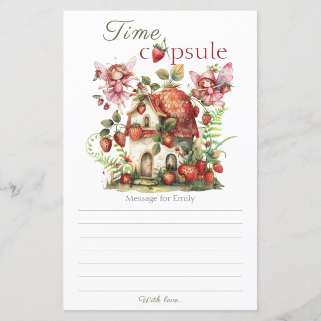 Strawberry Fairy Berry Sweet Birthday Time Capule (Frente)