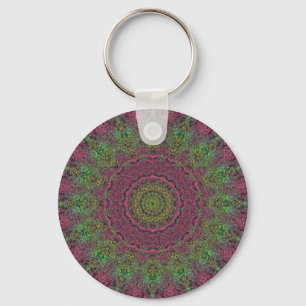 Strawberry Fields Red Abstrato Mandala Chaveiro