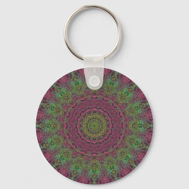 Strawberry Fields Red Abstrato Mandala Chaveiro (Frente)