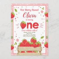 Strawberry First Birthday Convite à Fruta de Verão