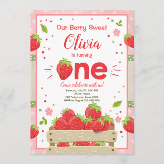 Strawberry First Birthday Convite à Fruta de Verão