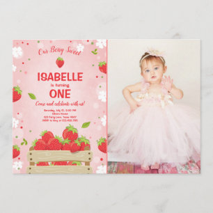 Strawberry First Birthday Convite à Fruta de Verão