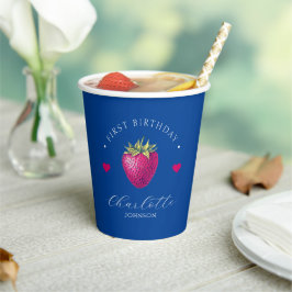 Strawberry Hearts Birthday Girl Dark Blue