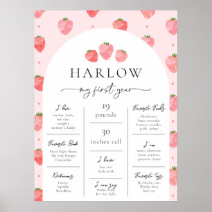 Strawberry Milestone Poster Berry First