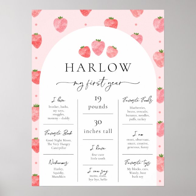 Strawberry Milestone Poster | Berry First (Frente)