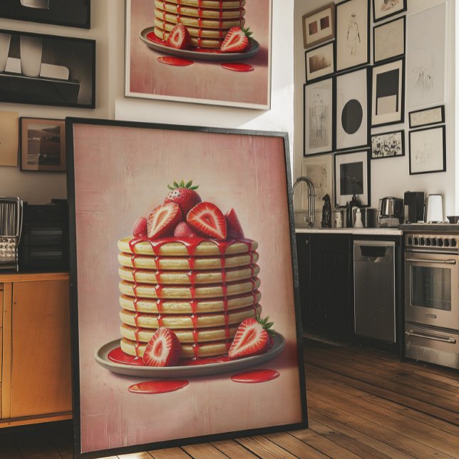 Strawberry Pancake Wall Art Print Aesthetic Poster (Criador carregado)